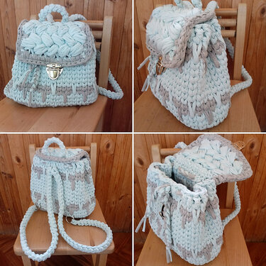 T-shirt yarn Backpack for girl or woman - Crochet
