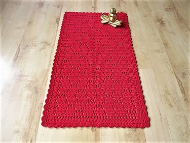 Häkelanleitung Tischläufer Herz