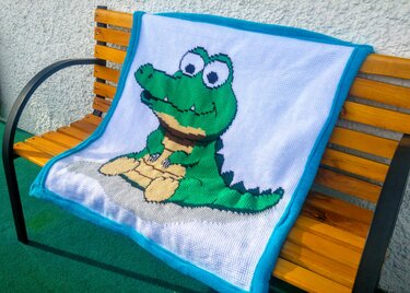 Childrens Blanket - Crocodile - Crochet