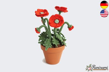 Häkelanleitung Mohnblume