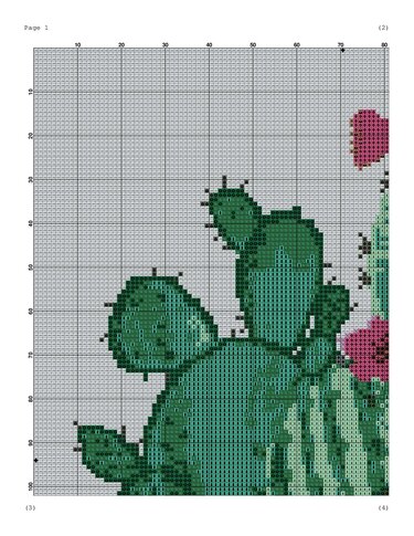 Cactus Cross stitch Pattern - Embroidery