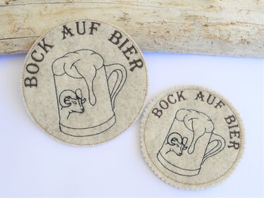 Stickdatei Bier ITH Untersetzer rund verschiedene Größen - Sticken