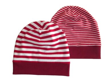 Schnitt und Anleitung Beanie Mütze zum Wenden oder einfach mit Schal - Nähen