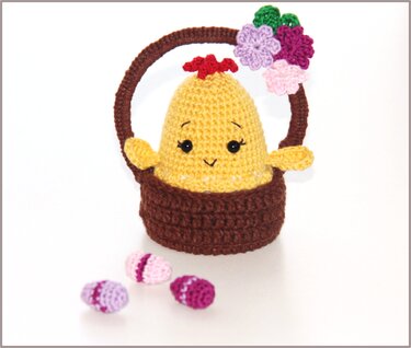 Easter Eggs basket of flowers Crochet Pattern