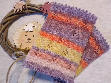 Handstulpen + Pulswärmer "Herbstlaub" , 1 Anleitung = 2 Varianten - Stricken