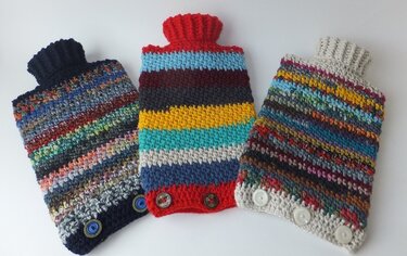 Zauberpulli gehäkelter Wärmflaschenbezug im Retro-Look - wie zu Omas Zeiten - Häkeln