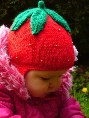 Strawberry Earflap Hat Knitting Pattern - Image 3