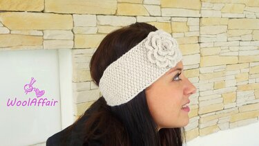 Strickanleitung - Stirnband gestrickt mit Blüte DIY- No.30S