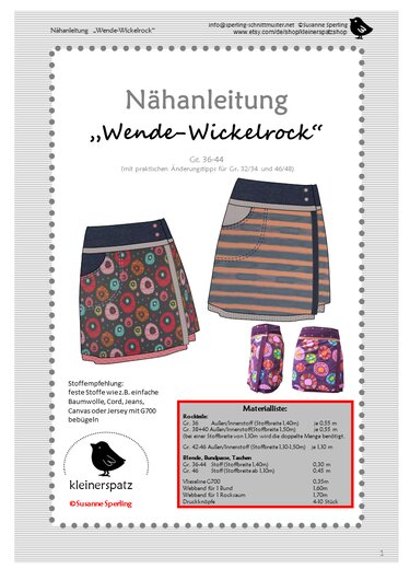 Nähanleitung, Schnittmuster Wenderock / Wickelrock Gr. 36-44 - Bild 9