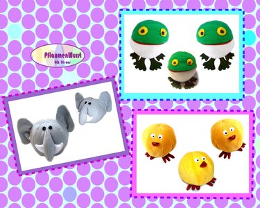 E-Book einfache Kugeltiere Küken Elefant Frosch Nähanleitung mit Schnittmuster