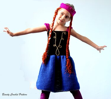Princess Anna Frozen Dress and Crown Pattern - Crochet