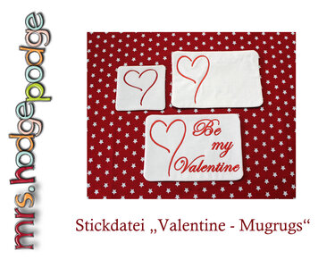 Stickdatei Ith Valentine - Mugrugs - Sticken
