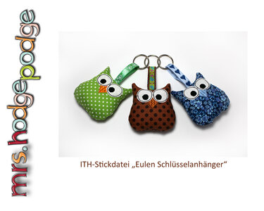 Stickdatei Ith Schlüsselanhänger Eule - Sticken