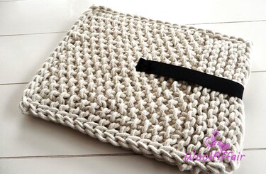 Strickanleitung - Grobstrick - Baumwoll-Seil  iPad (+ iPad mini) Hülle Cover - No.44