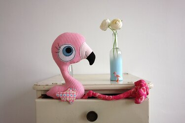 E-Book Flamingo -  Mädchen Lulu Anleitung Kuscheltier und Applikation - Nähen