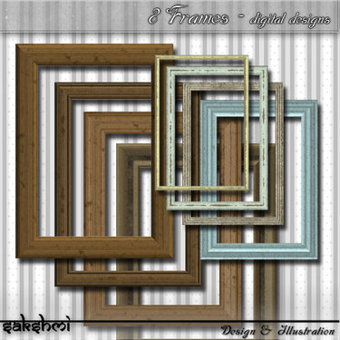 8 wood frames, shabby chic, digital - Crafts