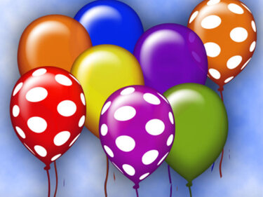 Gepunktete Luftballons in verschiedenen Farben als digitales Bastelmotiv