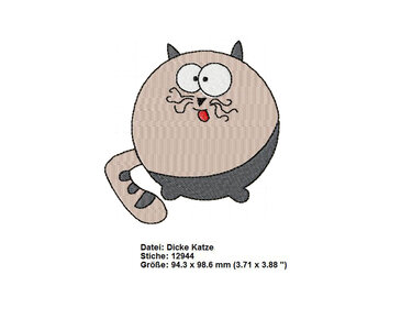 Stickdatei Dicke Katze / fat cat - Sticken