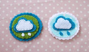 Nähanleitung Brosche / Applikation nähen Wolke aus Filz