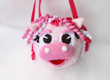 Runde Kindertasche "Pferd/ Einhorn", Gr. 18-22 cm - Häkeln