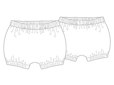 Sewing pattern short baby bloomers STELLA tutorial 0m/1m–3y/4y