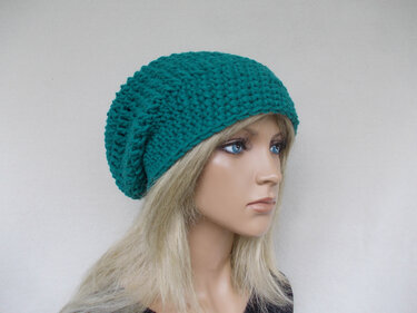 Häkelbeanie, schlicht, unisex, slouch, Beanie - Bild 4