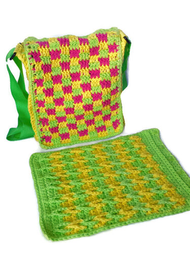 Shoulderbag "LUCY" with interchangeable flaps - Crochet