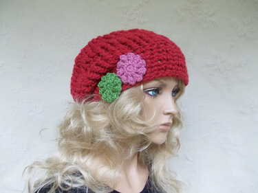Häkelanleitung für Beanie, Häkelbeanie, Häkelblüten, slouchy - Bild 8