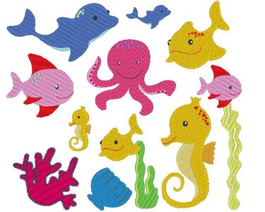 Meerestiere klein Stickdatei 1 - Sticken