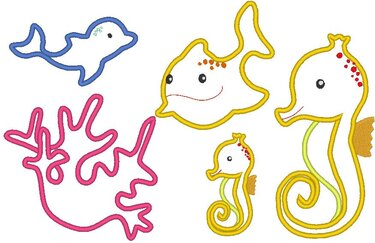 Meerestiere groß 1 Stickdatei - Sticken