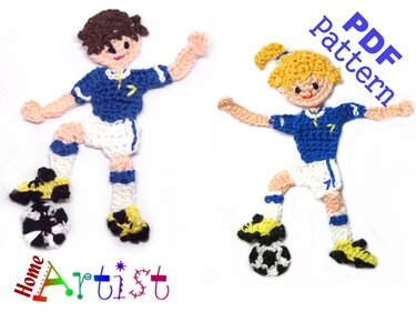 Soccer player crochet pattern applique