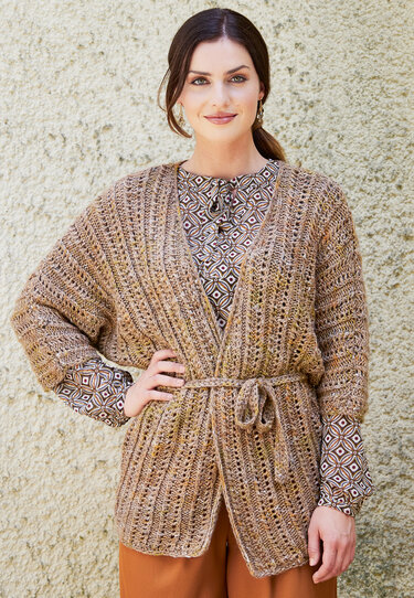 Strickanleitung: Dünne Kimonojacke in Ajourstrick mit passendem Gürtel - Bild 5