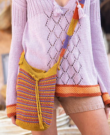 Strickanleitung Bunte Beuteltasche