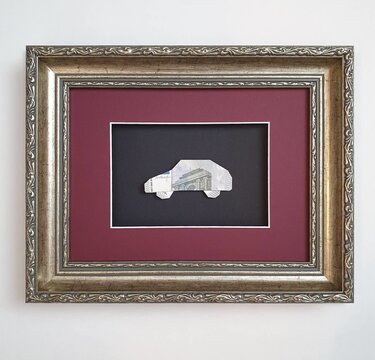 Origami Geldschein Auto 2D mit Räder (*) - Basteln