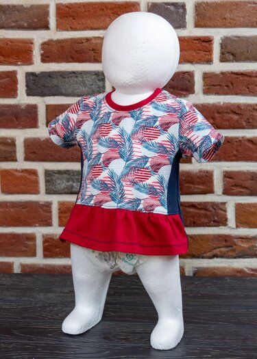 Lia – Baby Jerseyshirt nähen: Schnittmuster mit Knopfleiste & Rüsche A4+A0