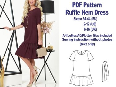 Free Dress Pattern Ruffle Hem Dress Pattern Free PDF Dress Pattern Dress - Sewing