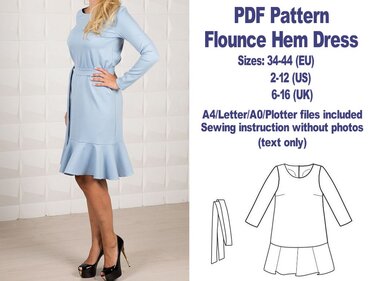 Flounce Hem Dress Pattern Free PDF Sewing Patterns Free Dress Pattern