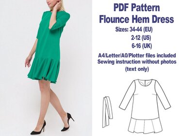 Flounce Hem Dress Pattern Free PDF Sewing Patterns Free Dress Pattern