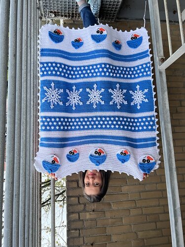 Crochet Christmas blanket- Crochet pattern- Christmas pattern- Crochet snow