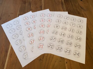 Zahlen für Adventskalender - PDF zum Ausdrucken - Basteln
