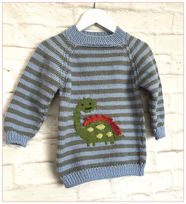Raglanpulli mit Dino - Stricken