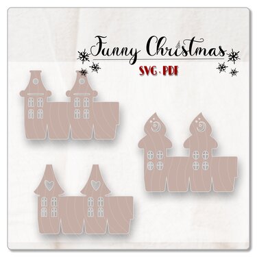 Plotterdatei Datei Häuschen Häuserreihe Windlicht Weihnachten Advent - Plotting