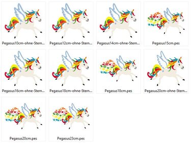 Stickdatei Pegasus Einhorn Pferd mit Sternenschweif - Sticken