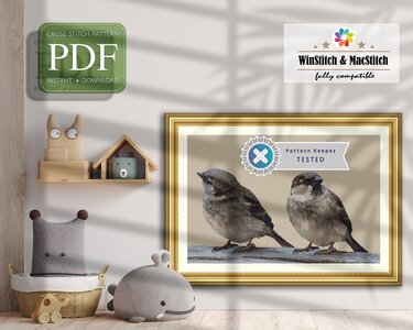 Sparrows > Cross Stitch Pattern PDF - Embroidery
