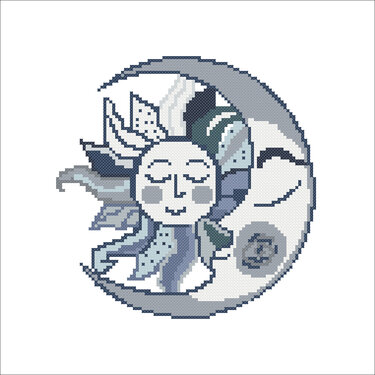 Sun and moon embroidery pattern