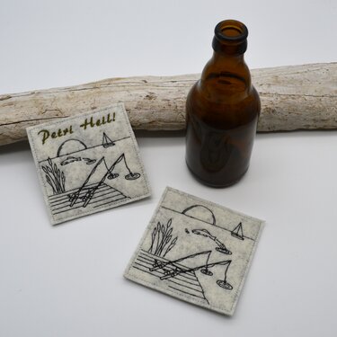 Stickdatei Angler Angel Fischer am See 10x10cm SET - Sticken