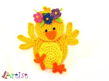 Chick set 1 crochet applique pattern