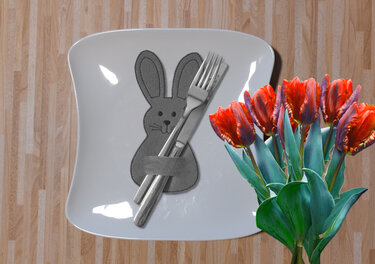 Stickdatei Bestecktasche Rahmen 13 cm x 18 cm, Osterhase - Sticken