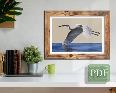 Heron > Cross Stitch Pattern PDF - Embroidery