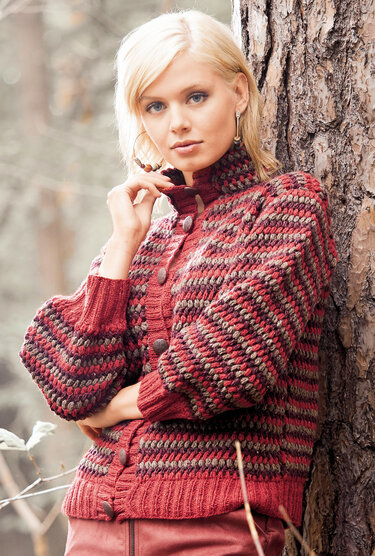 Strickanleitung: Gehäkelte mehrfarbige Jacke mit Büschelmaschenmuster